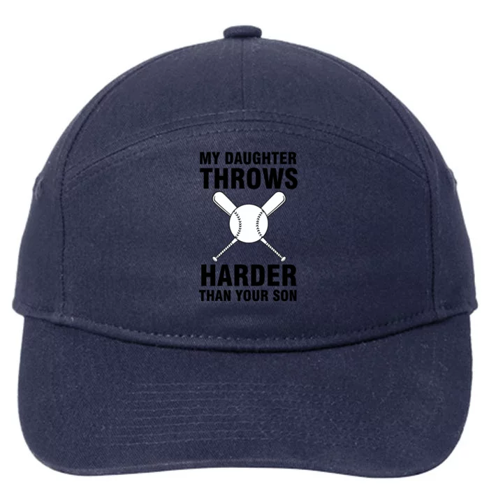 Funny Softball Dad S My Daughter Throws Harder 7-Panel Snapback Hat