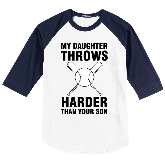 Funny Softball Dad S My Daughter Throws Harder Baseball Sleeve Shirt