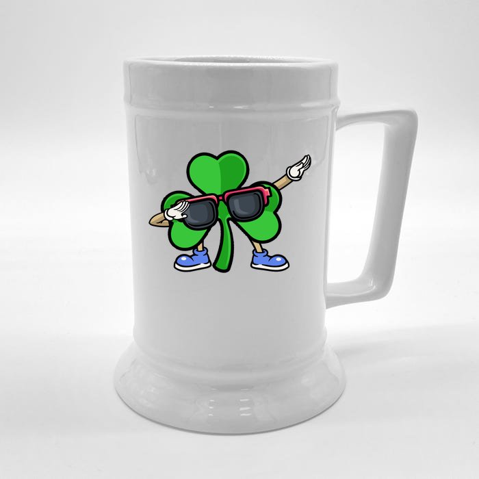 Funny Shamrock Dabbing Happy St Patrick Day Irish Gift Front & Back Beer Stein