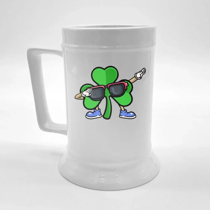 Funny Shamrock Dabbing Happy St Patrick Day Irish Gift Front & Back Beer Stein