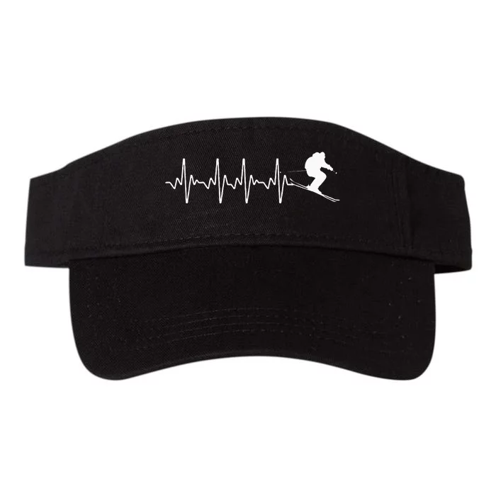 Funny Ski Design For Skier Men Women Kids Skiing Heartbeat Valucap Bio-Washed Visor