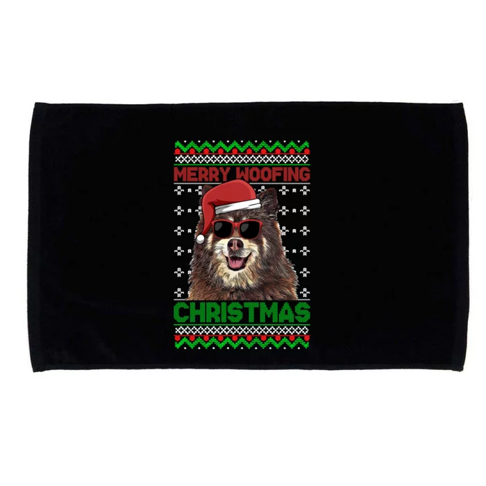 Finnish Spitz Dog Funny Merry Woofing Christmas Gift Microfiber Hand Towel