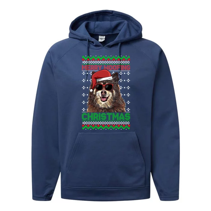 Finnish Spitz Dog Funny Merry Woofing Christmas Gift Performance Fleece Hoodie