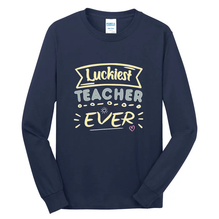 Funny St.Patrick's Day Luckiest Teacher Ever Apparel Tall Long Sleeve T-Shirt