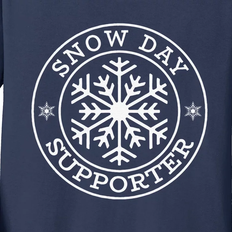 Funny Snow Day Supporter Teacher Student Winter Snowflake Kids Long Sleeve Shirt