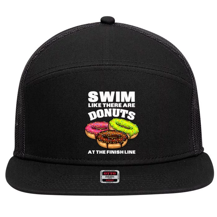 Funny Swimming Donut Design Swimmer Sports 7 Panel Mesh Trucker Snapback Hat