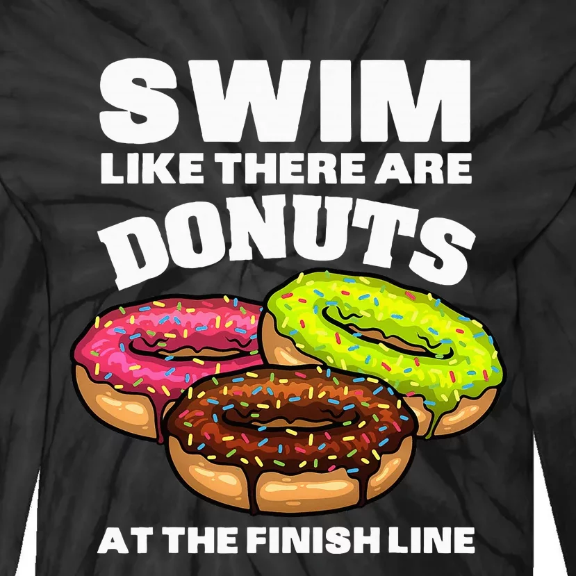 Funny Swimming Donut Design Swimmer Sports Tie-Dye Long Sleeve Shirt