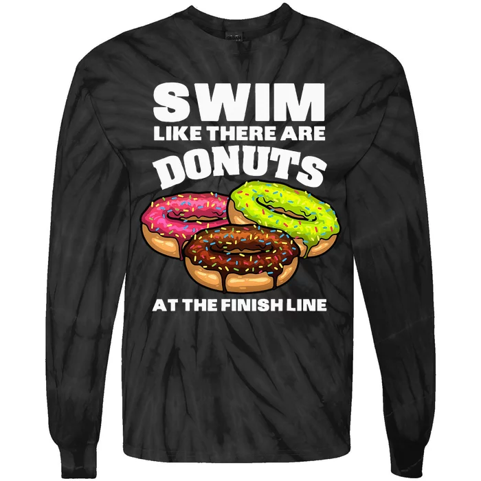 Funny Swimming Donut Design Swimmer Sports Tie-Dye Long Sleeve Shirt