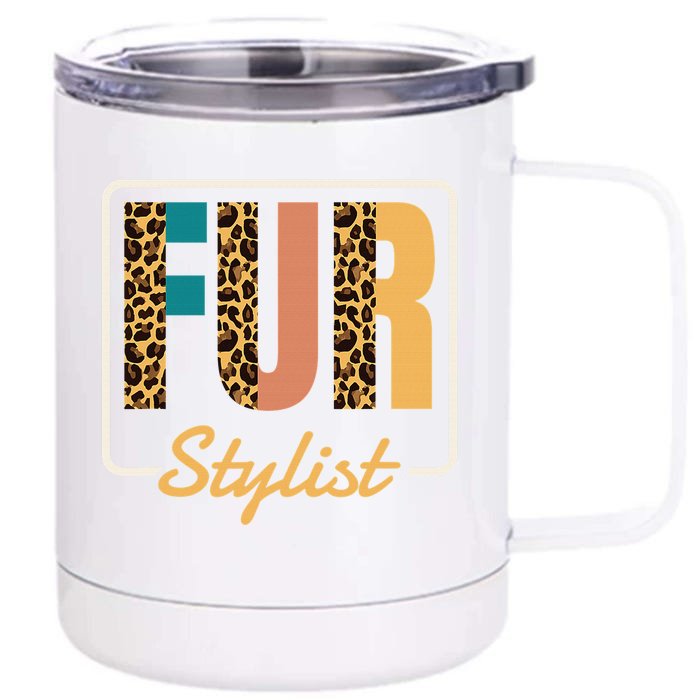 Fur Stylist, Dog Grooming Puppy Groomers Front & Back 12oz Stainless Steel Tumbler Cup