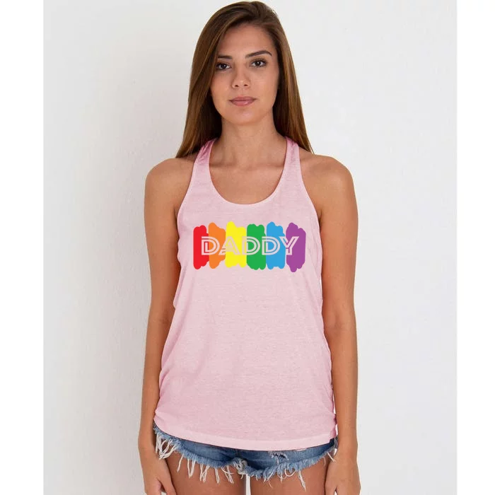 Funny Saying Daddy Lgbtq Rainbow Pride Lgbt Dad Gift Women's Knotted Racerback Tank