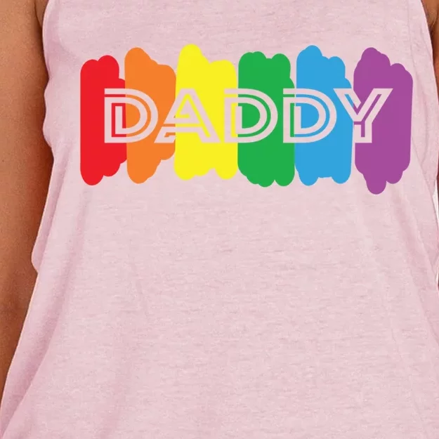 Funny Saying Daddy Lgbtq Rainbow Pride Lgbt Dad Gift Women's Knotted Racerback Tank