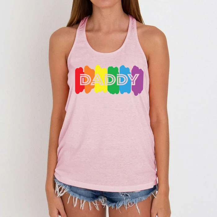 Funny Saying Daddy Lgbtq Rainbow Pride Lgbt Dad Gift Women's Knotted Racerback Tank