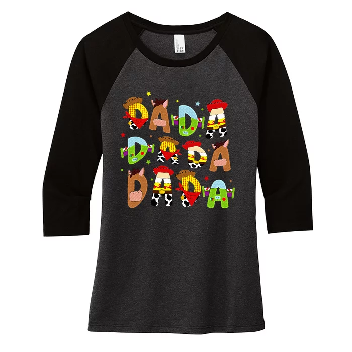 Funny Story Dada Toy Boy Dad Fathers Day Women's Tri-Blend 3/4-Sleeve Raglan Shirt