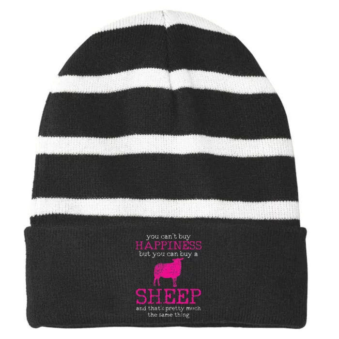 Funny Sheep Design for Farmers and Sheep Lovers Striped Beanie with Solid Band