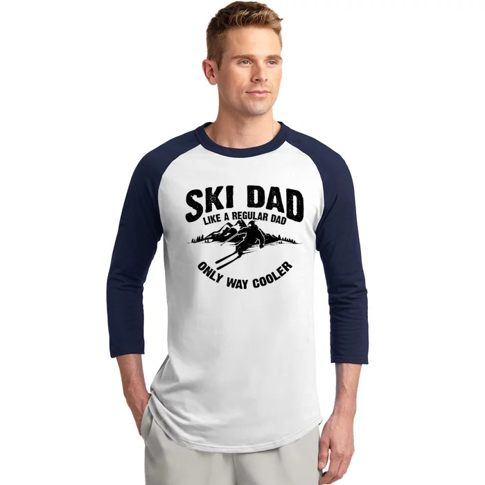 Funny Ski Dad Gift Skiers Cute Skiing Lovers Father's Day Gift Baseball Sleeve Shirt