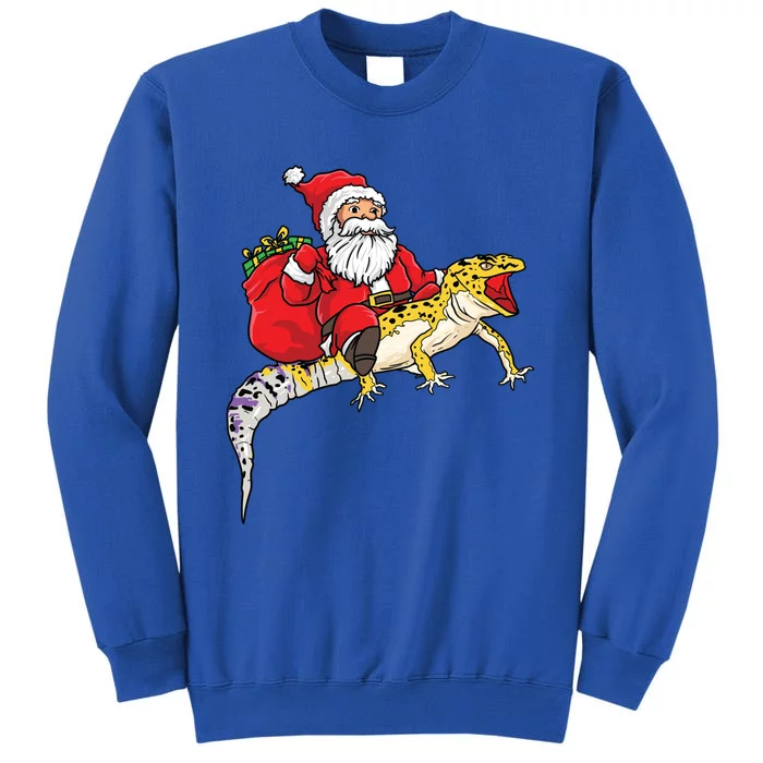 Fun Santa Delivering Presents On Leopard Gecko Lizard Gift Tall Sweatshirt