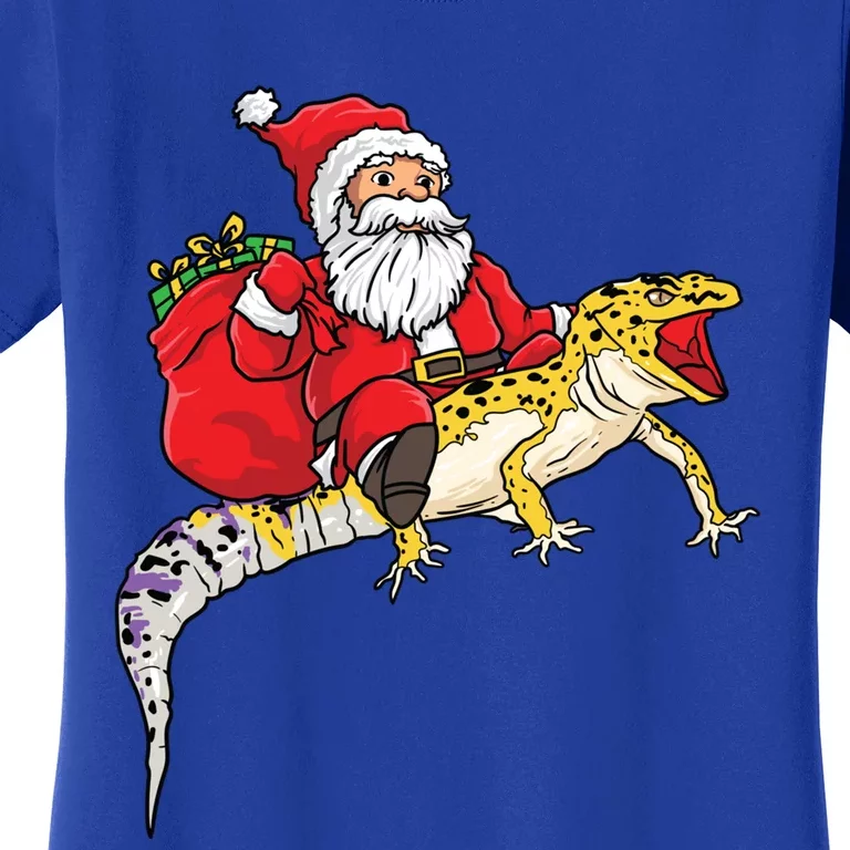 Fun Santa Delivering Presents On Leopard Gecko Lizard Gift Women's T-Shirt