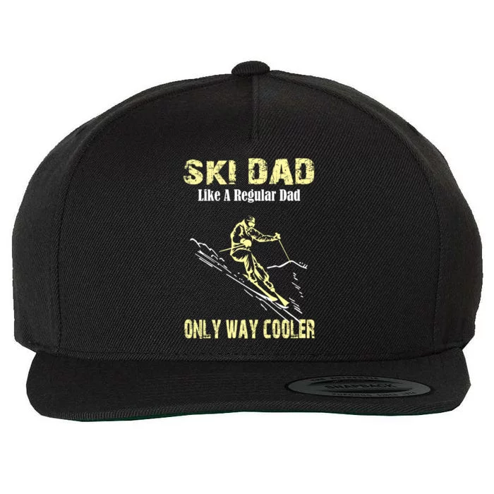 Funny Ski Dad Gift Skier Gift For Fathers Skiing Gift Wool Snapback Cap