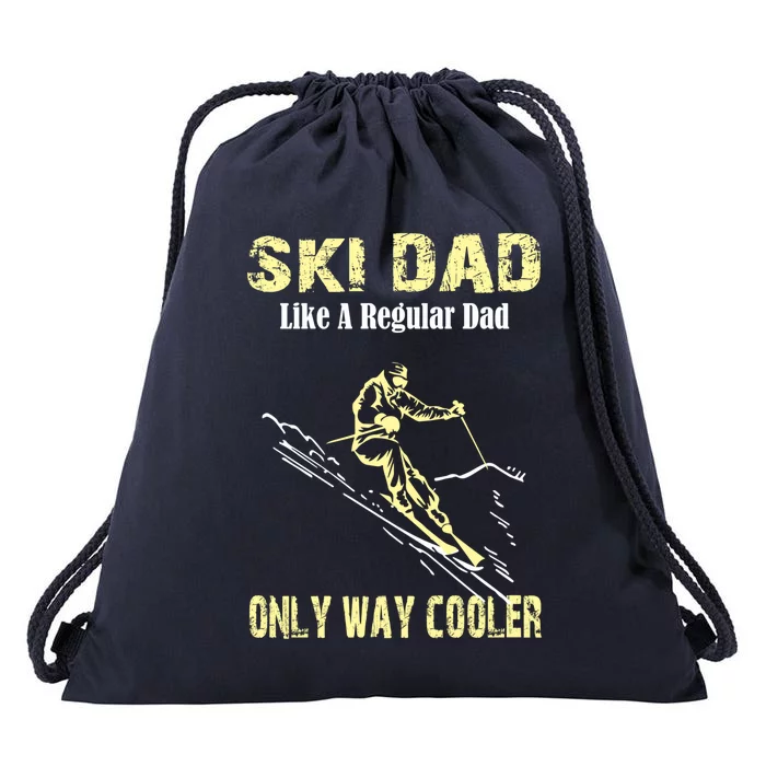 Funny Ski Dad Gift Skier Gift For Fathers Skiing Gift Drawstring Bag