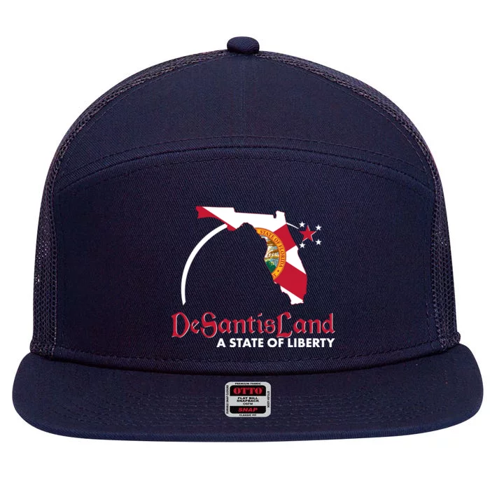 Florida State DeSantisLand A State Of Liberty 7 Panel Mesh Trucker Snapback Hat