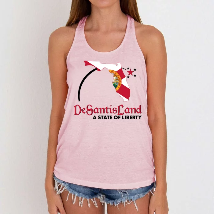 Florida State DeSantisLand A State Of Liberty Women's Knotted Racerback Tank