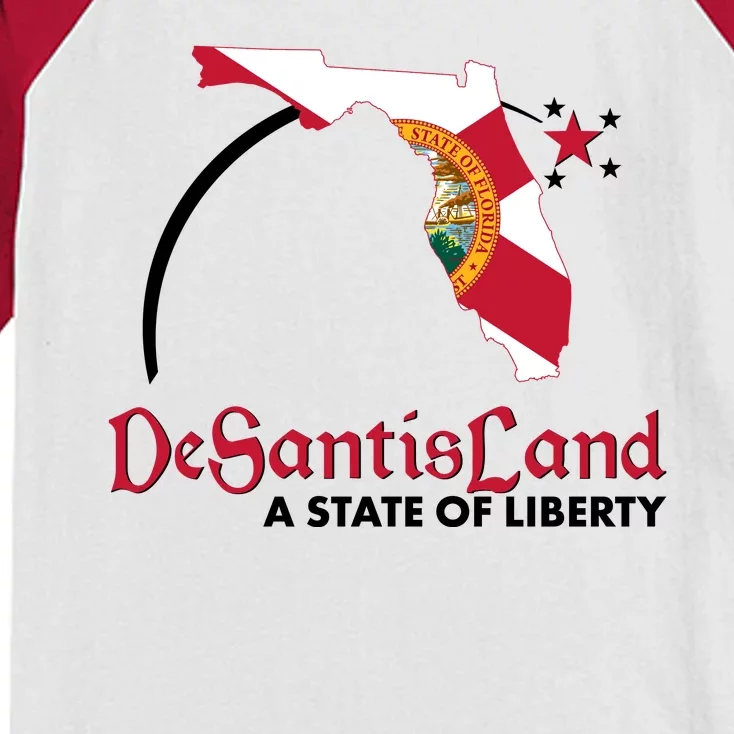 Florida State DeSantisLand A State Of Liberty Kids Colorblock Raglan Jersey