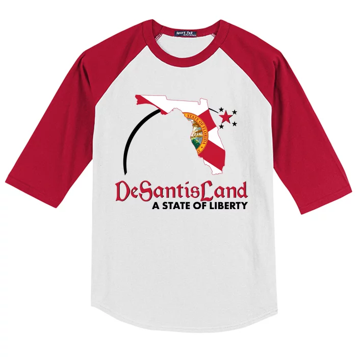 Florida State DeSantisLand A State Of Liberty Kids Colorblock Raglan Jersey