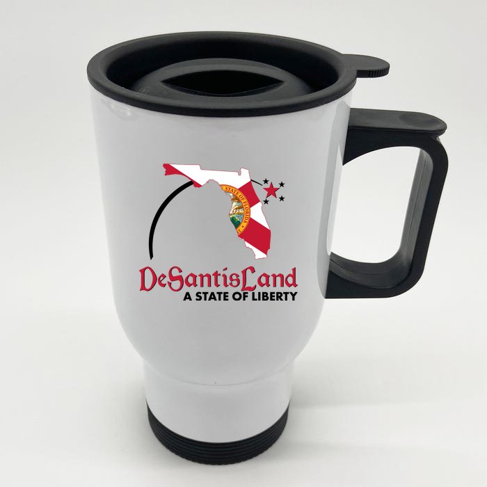 Florida State DeSantisLand A State Of Liberty Front & Back Stainless Steel Travel Mug