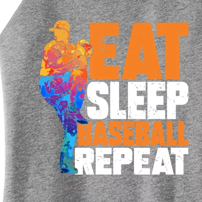 Funny Sport Eat Sleep Baseball Repeat Meaningful Gift Women’s Perfect Tri Rocker Tank