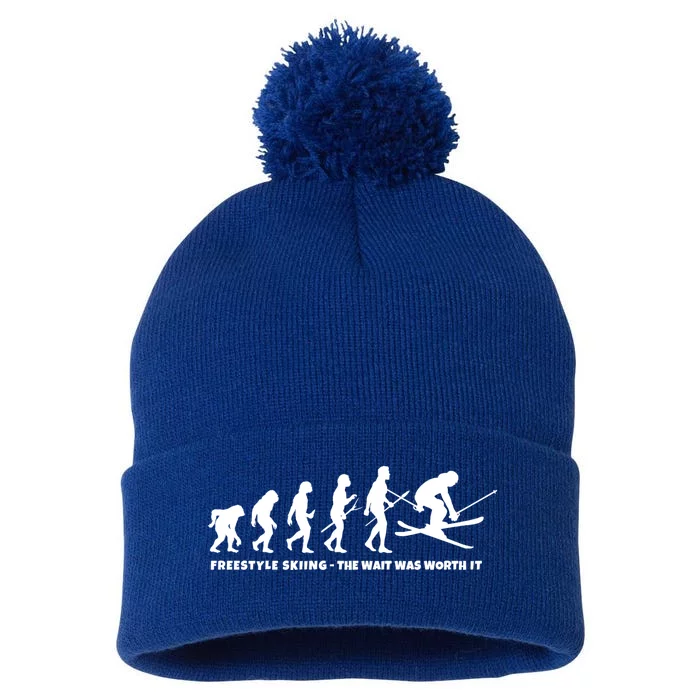 Freestyle Skier Evolution Of Freestyle Skiing Gift Pom Pom 12in Knit Beanie