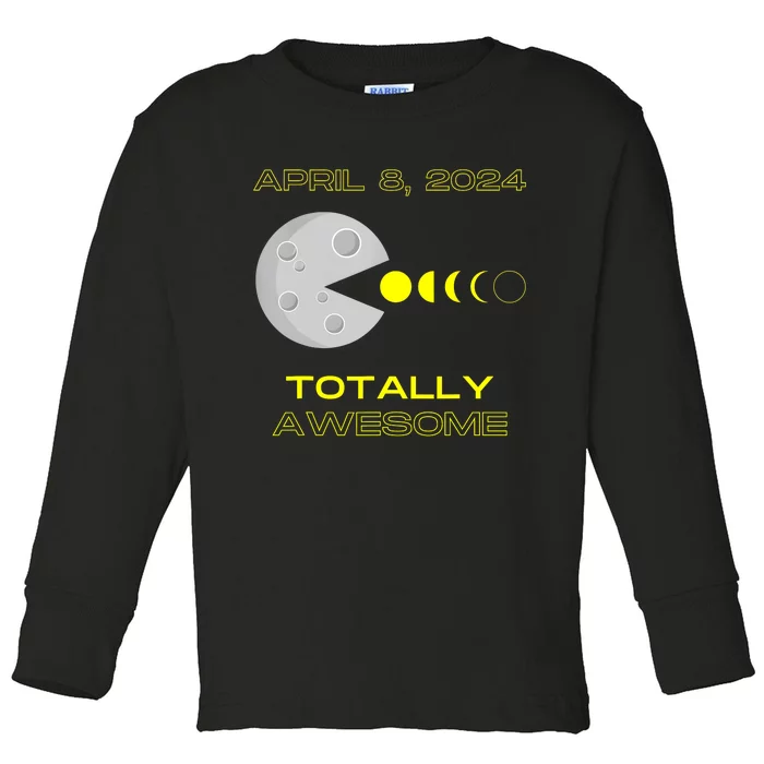 Funny Solar Eclipse April 8 2024 Eclipse Gamer Toddler Long Sleeve Shirt