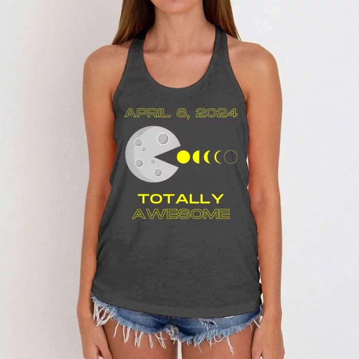 Funny Solar Eclipse April 8 2024 Eclipse Gamer Women's Knotted Racerback Tank