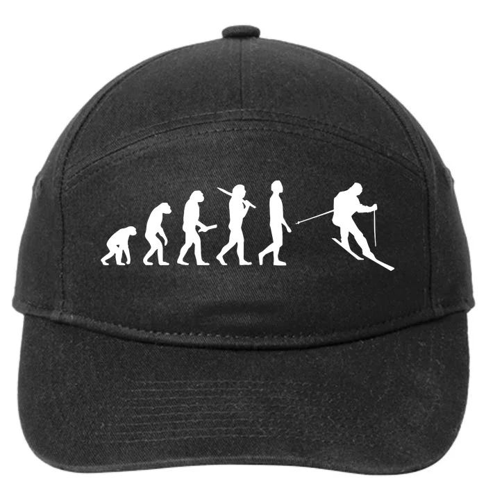 Funny Skiing Evolution Gift For Skiers 7-Panel Snapback Hat