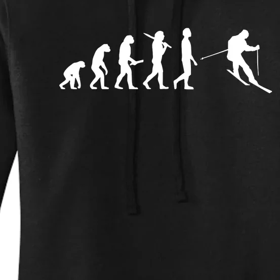 Funny Skiing Evolution Gift For Skiers Women's Pullover Hoodie