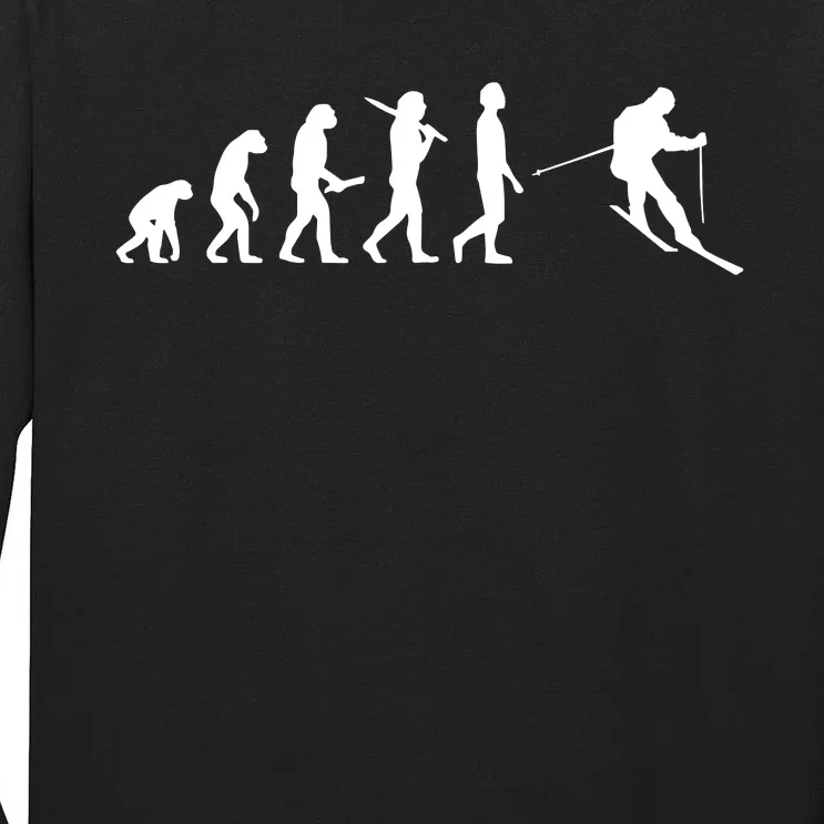 Funny Skiing Evolution Gift For Skiers Tall Long Sleeve T-Shirt