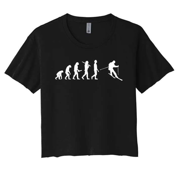 Funny Skiing Evolution Gift For Skiers Women's Crop Top Tee