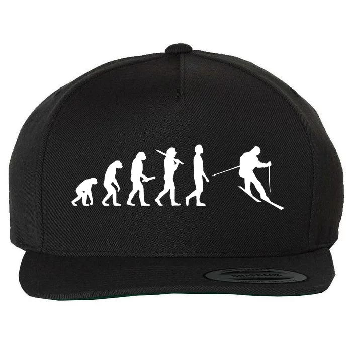 Funny Skiing Evolution Gift For Skiers Wool Snapback Cap