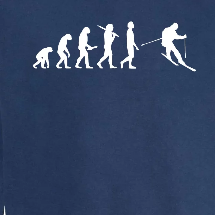 Funny Skiing Evolution Gift For Skiers Garment-Dyed Sweatshirt