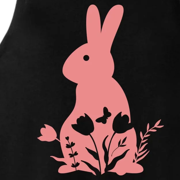 Floral Spring Easter Bunny Ladies Tri-Blend Wicking Tank