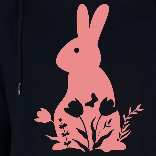 Floral Spring Easter Bunny Womens Funnel Neck Pullover Hood