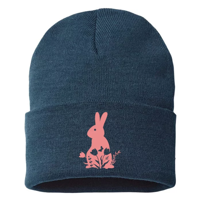 Floral Spring Easter Bunny Sustainable Knit Beanie