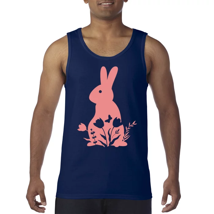 Floral Spring Easter Bunny Tank Top