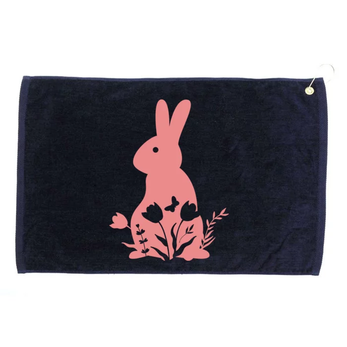 Floral Spring Easter Bunny Grommeted Golf Towel