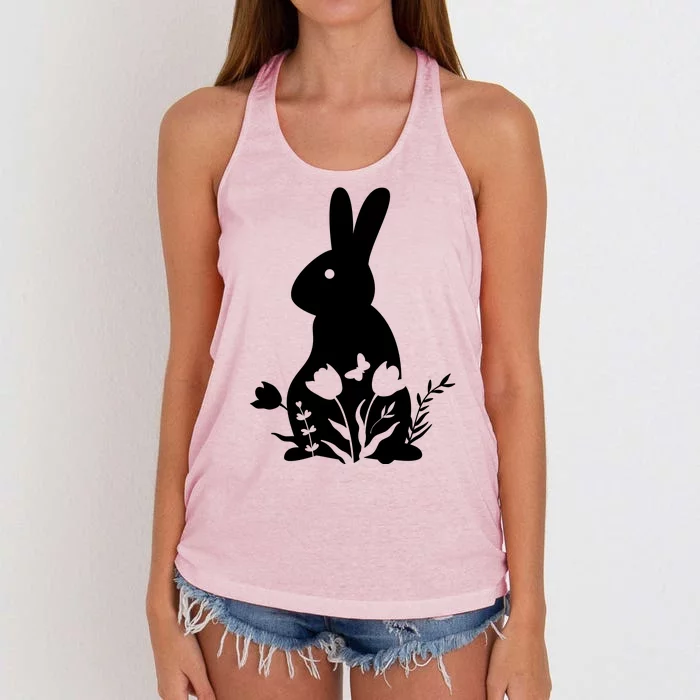 Floral Spring Easter Bunny Women's Knotted Racerback Tank