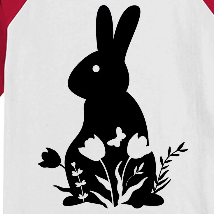 Floral Spring Easter Bunny Kids Colorblock Raglan Jersey