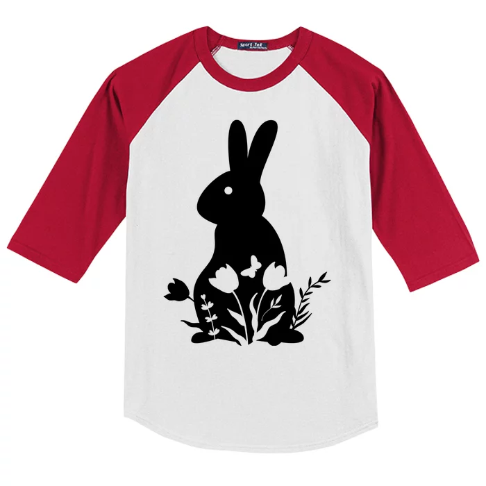 Floral Spring Easter Bunny Kids Colorblock Raglan Jersey