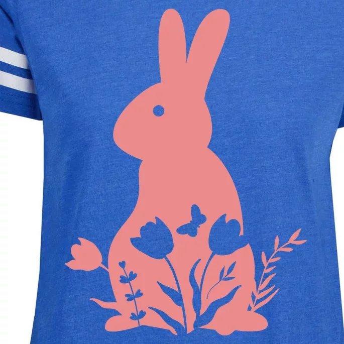 Floral Spring Easter Bunny Enza Ladies Jersey Football T-Shirt