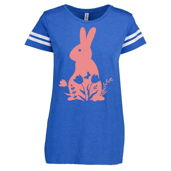 Floral Spring Easter Bunny Enza Ladies Jersey Football T-Shirt