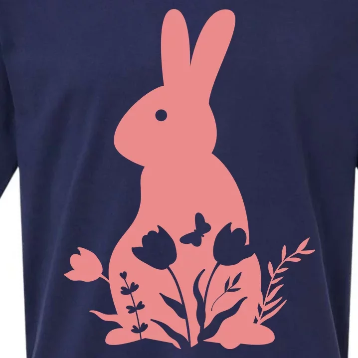 Floral Spring Easter Bunny Sueded Cloud Jersey T-Shirt