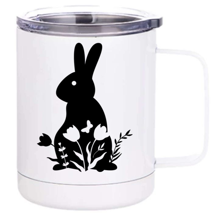 Floral Spring Easter Bunny Front & Back 12oz Stainless Steel Tumbler Cup